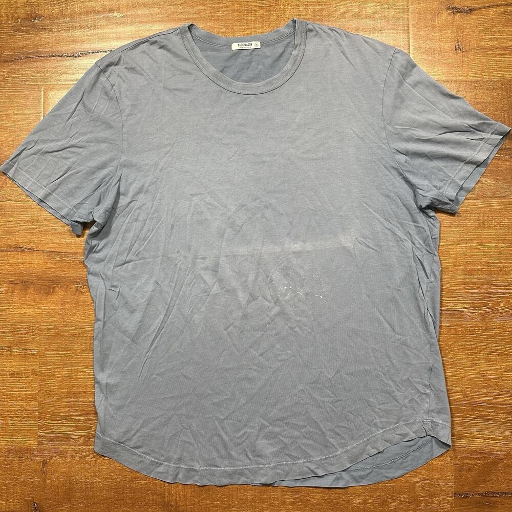 Buck Mason T Shirt Mens XL Gray Blue Shor Sleeve Cotton USA Retro Alt Sun Fade